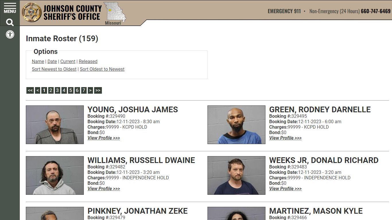 Inmate Roster (161) - Johnson County Sheriff MO