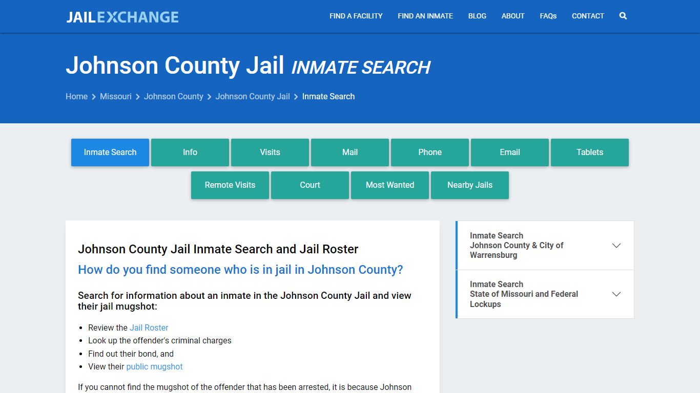 Inmate Search: Roster & Mugshots - Johnson County Jail, MO