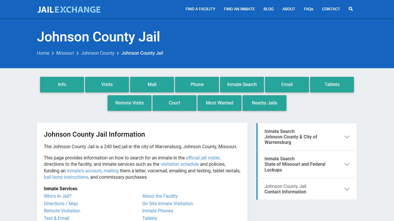 Johnson County Jail, MO Inmate Search, Information